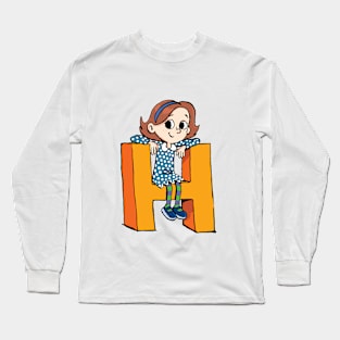 girl is sitting on the capital letter H Long Sleeve T-Shirt